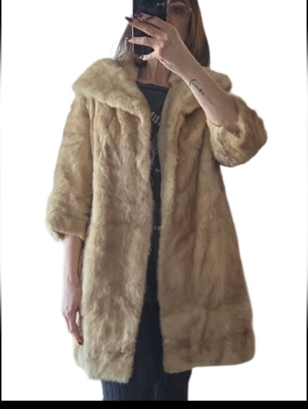 Elegant Vintage C.50s Cream Mink Coat